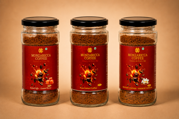 Best Combo Of Instant Pure + Caramel + French Vanilla Flavor Coffee Powder 100 gms Jar