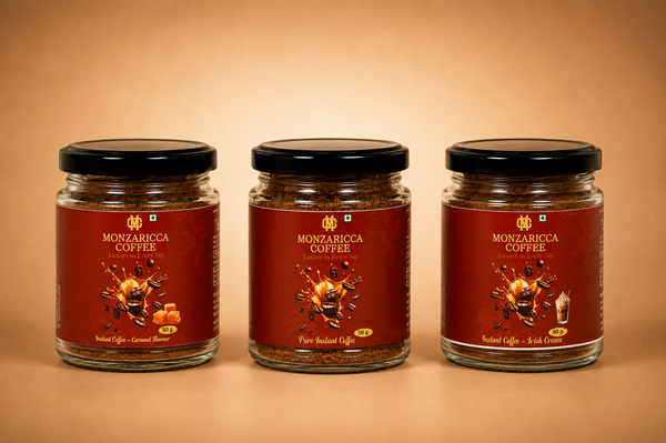 Best Combo Of Caramel + Pure Instant + Irish Cream Flavor Coffee Powder 50 gms Jar