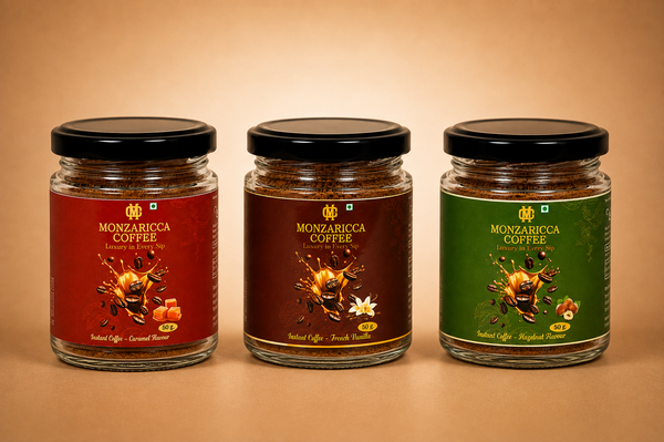 Best Combo Of Caramel + French Vanilla + Hazelnut Flavor Coffee Powder 50 gms Jar
